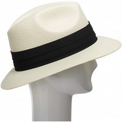 Fedoras Monte Cristo Straw Fedora Panama Hat - Ivory Straw With Black Hatband - C811X5HVH9F $68.57