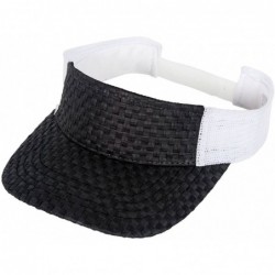 Baseball Caps Straw Summer Sun Visor Hat Cap - Black/White - CU185DQWY0C $21.03