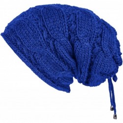 Skullies & Beanies Cable Knit Slouchy Chunky Oversized Soft Warm Winter Beanie Hat - Royal Blue - CS18IOKOISY $23.31