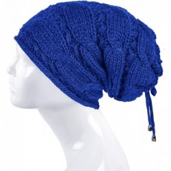 Skullies & Beanies Cable Knit Slouchy Chunky Oversized Soft Warm Winter Beanie Hat - Royal Blue - CS18IOKOISY $21.11
