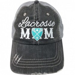 Baseball Caps Lacrosse Mom Womens Trucker Hat - Grey/Mint - CE186AA9YGM $42.53
