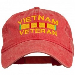 Baseball Caps Vietnam Veteran Embroidered Pigment Dyed Brass Buckle Cap - Red - CJ11P5I7D1N $46.48