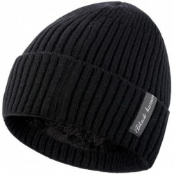 Skullies & Beanies Winter Fluff Lined Beanie Hat Knit Skull Cap - Black Without Neck Warmer - CS12OBEVAKO $22.32