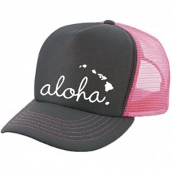 Baseball Caps Hawaii Honolulu HAT - Aloha - Cool Stylish Apparel Accessories - Pink/Charcoal-white Print - CO18564C67I $19.35