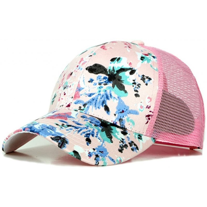 Baseball Caps Women's Mesh Lace Flower Print Sun Hat Floral Trucker Baseball Cap Hat - Mifen - CA17YZLIE9R $12.58