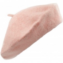 Berets Womens Classic Solid Color Knitted Wool French Beret - Light Pink - C9187NEHHM3 $18.36