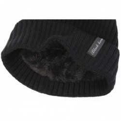 Skullies & Beanies Winter Fluff Lined Beanie Hat Knit Skull Cap - Black Without Neck Warmer - CS12OBEVAKO $23.70