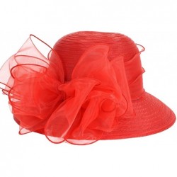 Sun Hats Cloche Oaks Church Dress Bowler Derby Wedding Hat Party S015 - Bow-red - C112F1755B7 $44.57