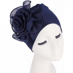 Skullies & Beanies Cancer Turbans Twisted Headwear Flowers - Navy - CC18XSA87WQ $16.92