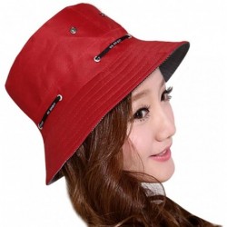 Sun Hats Womens Summer Sun Hat Roll Up Floppy Packable Beach Cap Travel Fishig Bucket Hat - Wine Red - CP12EK4QDO5 $18.95