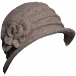 Fedoras 100% Wool Dome Bucket Hat Winter Cloche Hat Fedoras Cocktail Hat - A-camel - CJ18IZUSZWC $23.72