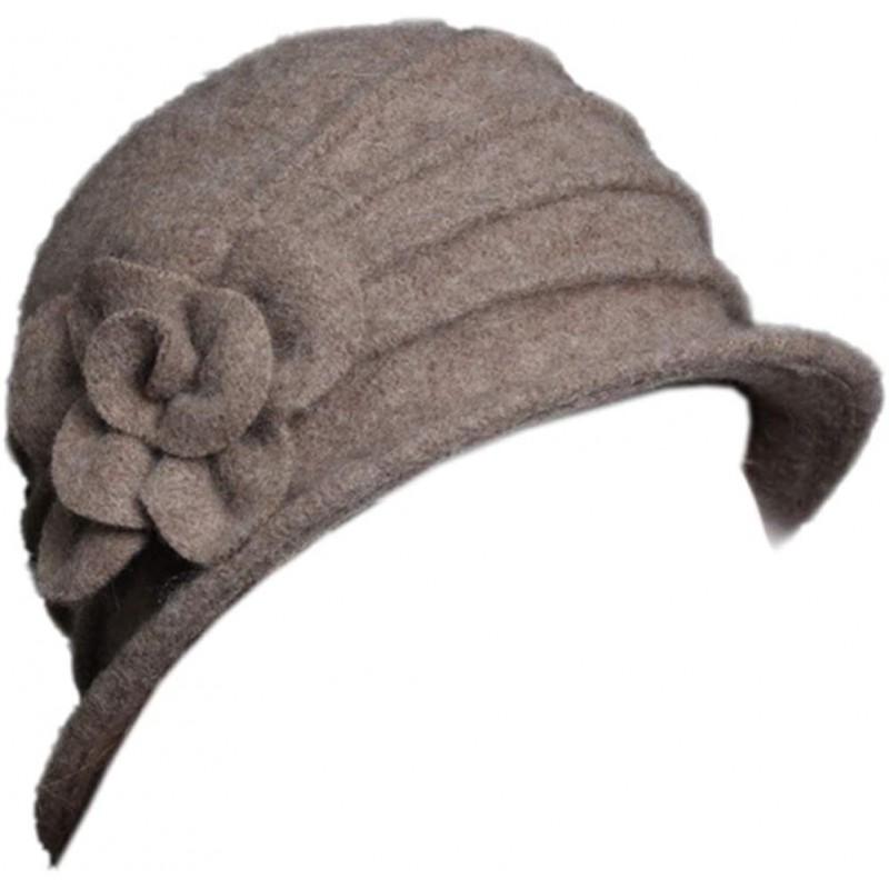 Fedoras 100% Wool Dome Bucket Hat Winter Cloche Hat Fedoras Cocktail Hat - A-camel - CJ18IZUSZWC $16.64