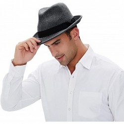 Fedoras Wool Trilby Hat Felt Fedora Hats Men Wide Brim Manhattan Gangster Gatsby Costume Caps Wonderful - A3-gray - CK18694KS...