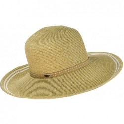 Sun Hats Women's Dotted Band Two Tone Weaved Trim Floppy Sun Hat - Toast - CB12DFUTH6V $26.95