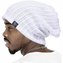 Skullies & Beanies Mens Slouchy Beanie Hat Summer Oversized Knit Cap for Women Winter Skull Cap B309 - Ribbed-white - CF195TY...