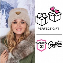 Skullies & Beanies Cuff Beanie - Wool Fold Watch Cap for Women - Diamond Fluffy Ribbed Knit Angora Stocking Ski Hat - Cream -...