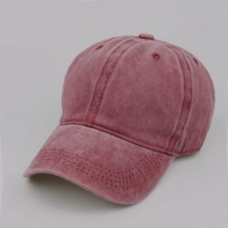 Baseball Caps Vintage Washed Distressed Men Baseball Cap Dad Hat Cotton Pigment Dyed Low Profile Denim Hat - B-red - CB18G72U...