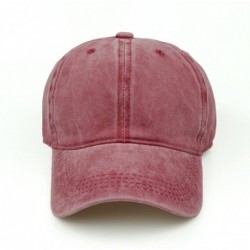 Baseball Caps Vintage Washed Distressed Men Baseball Cap Dad Hat Cotton Pigment Dyed Low Profile Denim Hat - B-red - CB18G72U...