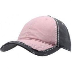 Baseball Caps Washed Cotton Distressed with Heavy Stitching Adjustable Baseball Cap - Pink/Pink/Charcoal Gray - C518K34TCXU $...