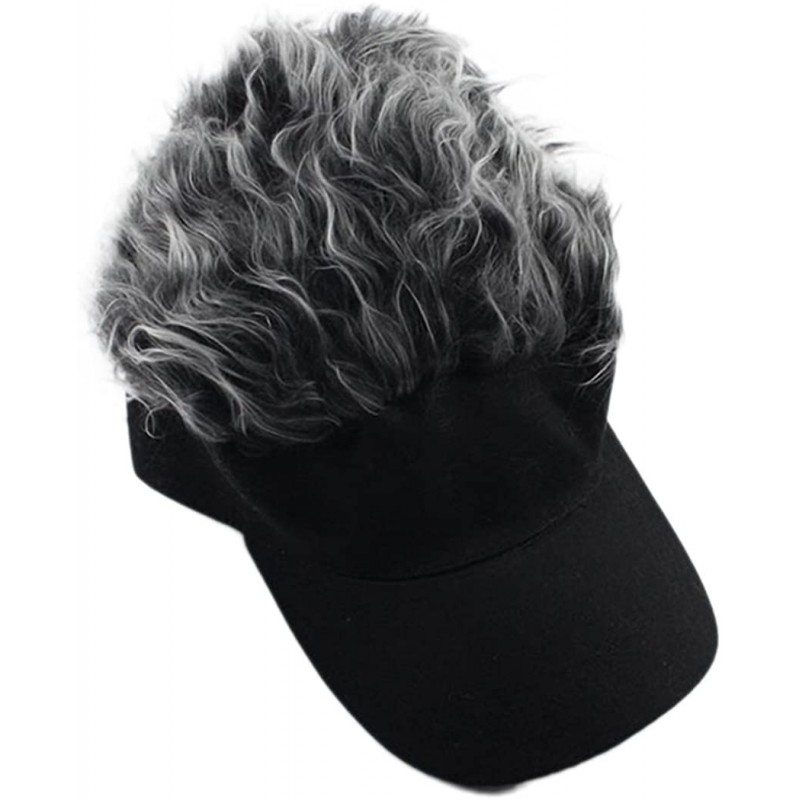 Sun Hats Flair Hair Sun Visor Cap with Fake Hair Wig Baseball Cap Hat - Color1 - CF18DQRGY8C $22.90
