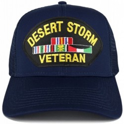 Baseball Caps Desert Storm Veteran Embroidered Patch Snapback Mesh Trucker Cap - Navy - CB189OKZS28 $25.08