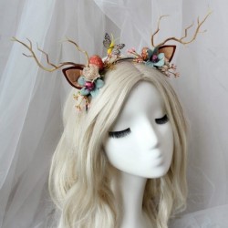 Headbands Flower Wreath Headband Floral Hair Garland Flower Crown Halo Headpiece Boho with Ribbon Wedding Party Photos - 9 - ...