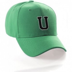 Baseball Caps Customized Initial U Letter Structured Baseball Hat Cap Curved Visor - Green Hat White Black Letter - CH18I4EW7...