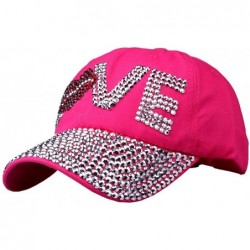 Baseball Caps Fashion Women Bling Studded Rhinestone Crystal Love Lips Baseball Caps Hats - Rose 1 - CX19030Q5KE $26.44