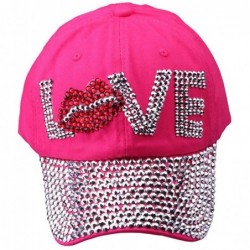 Baseball Caps Fashion Women Bling Studded Rhinestone Crystal Love Lips Baseball Caps Hats - Rose 1 - CX19030Q5KE $33.28