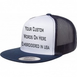 Baseball Caps Custom Trucker Flatbill Hat Yupoong 6006 Embroidered Your Text Snapback - Navy/White/Navy - CT1887O52AI $49.11