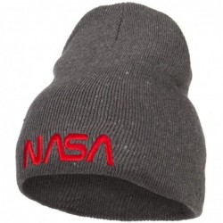 Skullies & Beanies NASA Letter Logo Embroidered Stretch ECO Cotton Short Beanie - Charcoal - CO18K6YC787 $52.67
