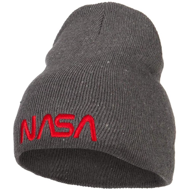 Skullies & Beanies NASA Letter Logo Embroidered Stretch ECO Cotton Short Beanie - Charcoal - CO18K6YC787 $34.11