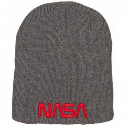 Skullies & Beanies NASA Letter Logo Embroidered Stretch ECO Cotton Short Beanie - Charcoal - CO18K6YC787 $34.11