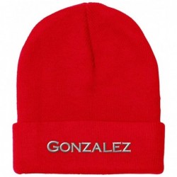 Skullies & Beanies Custom Beanie for Men & Women Gonzalez Last Name Spanish Embroidery Acrylic - Red - C118ZWOIRI4 $31.52