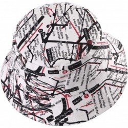 Bucket Hats Fashion Print Bucket Hat Summer Fisherman Cap for Women Men - Map Black - CU18SQIX3TZ $18.75