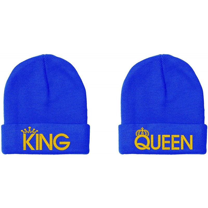 Skullies & Beanies King & Queen- Couple Matching- Warm & Stylish 12 inch Long Unfolded Beanie - Royal - CN18LNI4L9Y $36.51