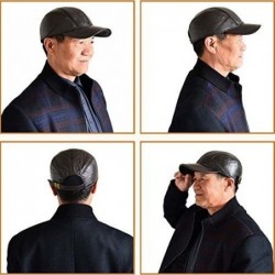 Baseball Caps Men Cowhide hat Winter Warm Outdoor Protect Ear Real Leather Adjustable Baseball Cap - Brown - C1186DQZ9R4 $58.90