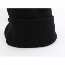 Skullies & Beanies Men's Winter Beanie Hat with Brim Warm Double Knit Cuff Beanie Cap - Black - CG18KCWE56K $15.38