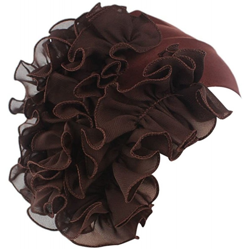 Cold Weather Headbands Womens Wrap Cap Flower Chemo Hat Beanie Scarf Turban Headband - Coffee - C518INS0QWI $11.58