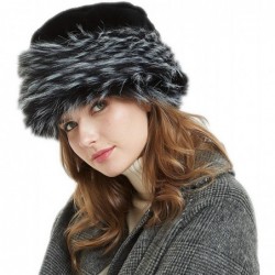 Bucket Hats Women's Leopard Faux Fur Hat with Fleece and Elastic for Winter - Black&white - C918KZZIDYT $40.38