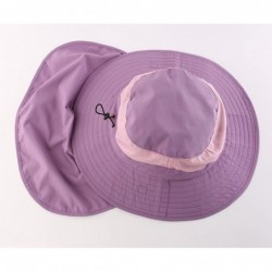 Sun Hats Outdoor UPF50+ Mesh Sun Hat Wide Brim Fishing Hat with Neck Flap - Purple - CR18DR5DTWK $31.48