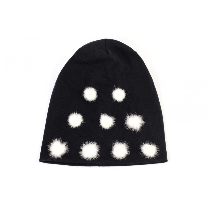 Skullies & Beanies Women's Pom Pom Slouchy Beanie Hat - Black White - C418X5EHHTA $35.02