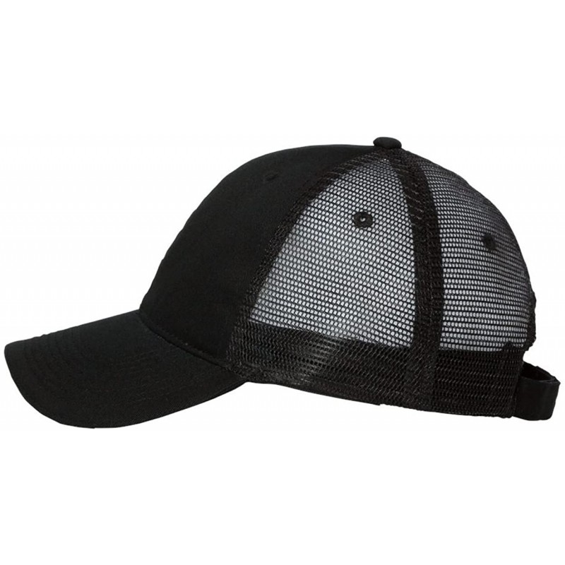 Baseball Caps Cotton Twill Trucker Cap with Mesh Back and A Sleek Trim On Front of Bill-Unisex - Black/Black - CC12I54XFKB $1...