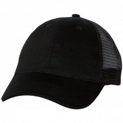Baseball Caps Cotton Twill Trucker Cap with Mesh Back and A Sleek Trim On Front of Bill-Unisex - Black/Black - CC12I54XFKB $1...