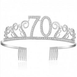Headbands Birthday Rhinestone Princess Silver 21st - Silver-70th - CM18O764OK9 $27.44