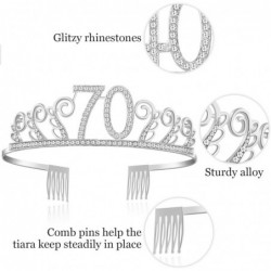 Headbands Birthday Rhinestone Princess Silver 21st - Silver-70th - CM18O764OK9 $16.16