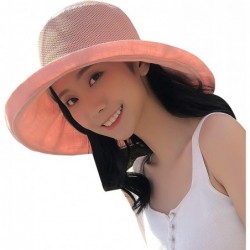 Sun Hats Women Wide Brim Sun Hats Foldable UPF 50+ Sun Protective Bucket Hat - Reticulated-pink - C418ST4NROC $31.19