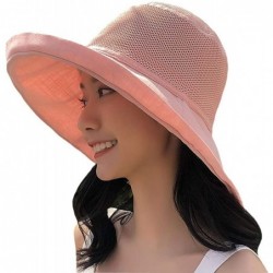 Sun Hats Women Wide Brim Sun Hats Foldable UPF 50+ Sun Protective Bucket Hat - Reticulated-pink - C418ST4NROC $27.60