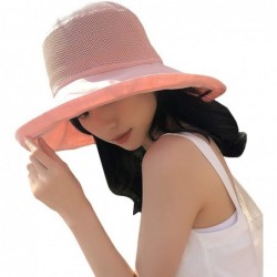 Sun Hats Women Wide Brim Sun Hats Foldable UPF 50+ Sun Protective Bucket Hat - Reticulated-pink - C418ST4NROC $27.60