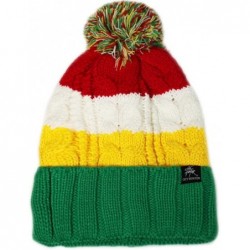 Skullies & Beanies Bold Stripe Pom Pom Knit Hat - Kelly Green - CM11HTWUQGH $27.32